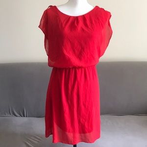 Tie Back Butterfly Short Sleeve Red Dress